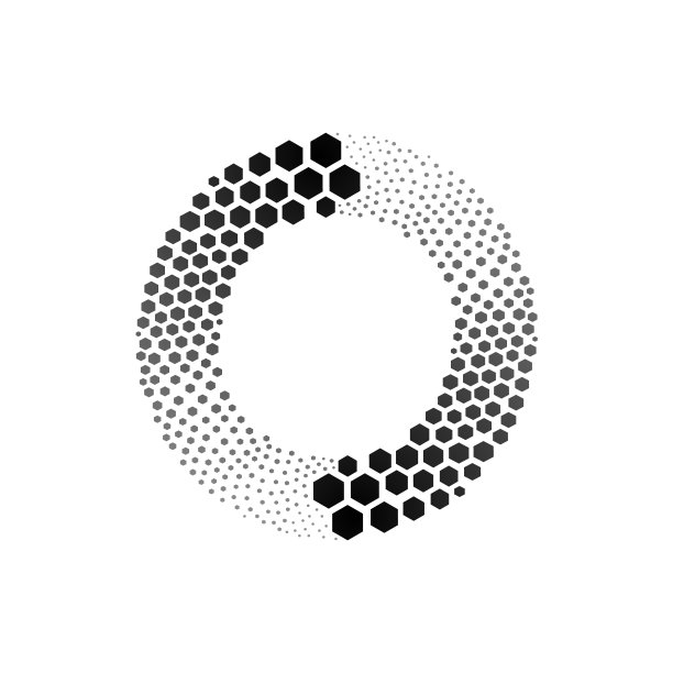 字母o与粒子圆的标志图片下载