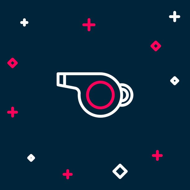 线哨子图标孤立在蓝色背景图片下载