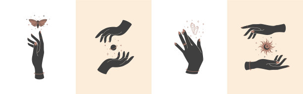 一套神奇的手与天上的神秘符号图片下载