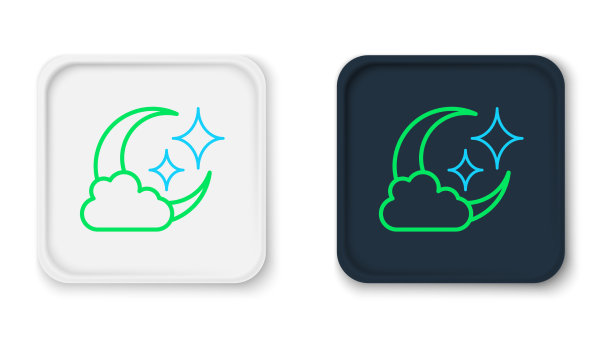 线云与月亮图标孤立在白色图片下载