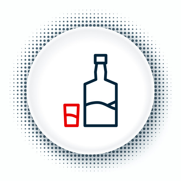 行龙舌兰酒瓶和小酒杯的图标隔离图片下载