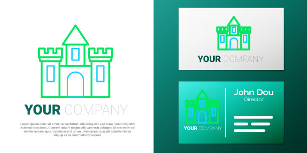 线城堡图标孤立在白色的背景图片下载