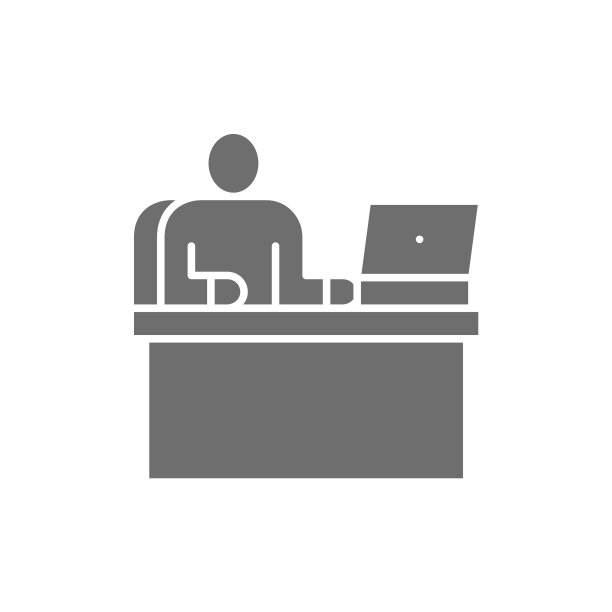 男人在办公室工作的老板灰色图标图片下载