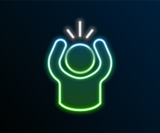 发光的霓虹灯线愤怒图标孤立在黑色图片下载