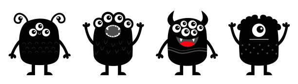 怪兽图标设置行横幅万圣节快乐图片下载