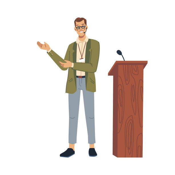 演讲者在讲台上发言，麦克风被隔离图片下载