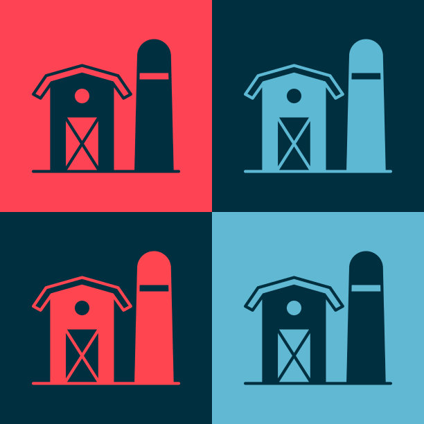 波普艺术农场图标孤立的颜色图片下载