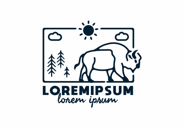 野牛的线条艺术图片下载