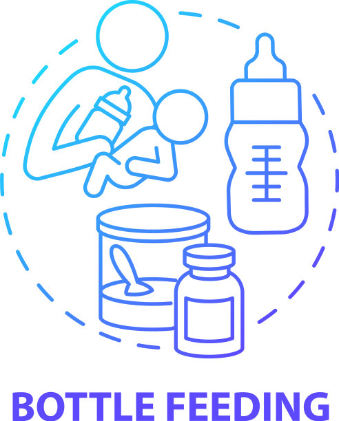 瓶子喂养蓝色渐变概念图标图片下载