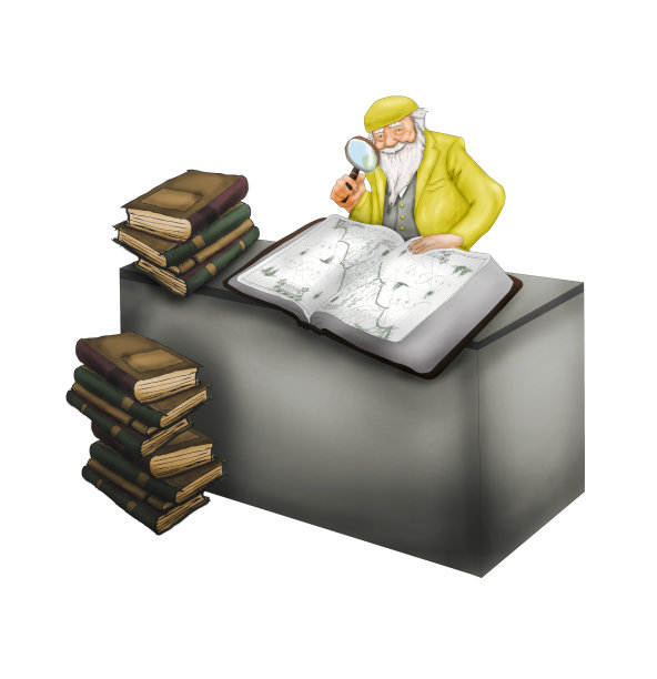 书桌旁的卡通老地理学家图片下载