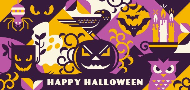 万圣节矢量插图几何风格。完美的横幅或贺卡。图片下载