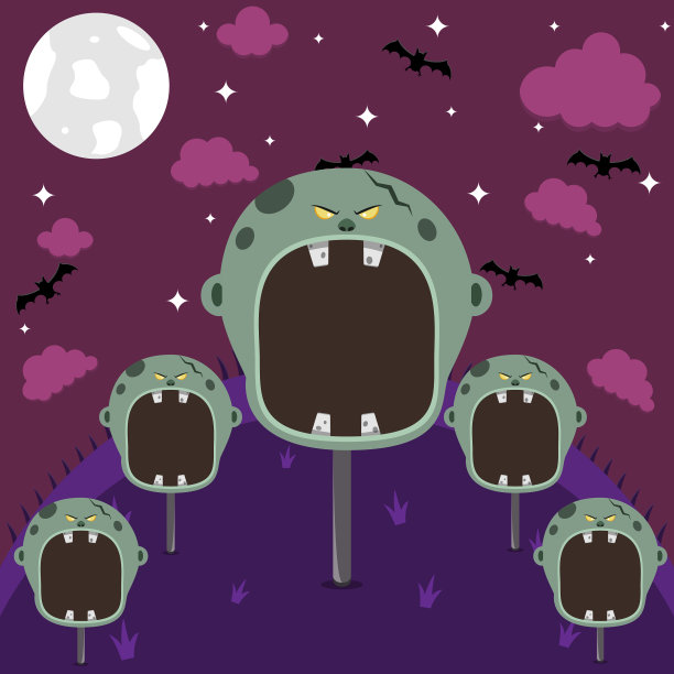 灰色僵尸角色在野外和夜晚图片下载