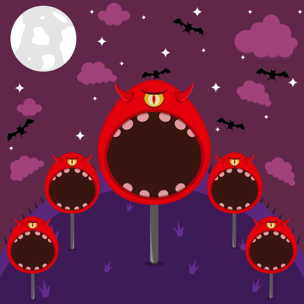 一只眼睛的怪物人物在野外和晚上图片下载