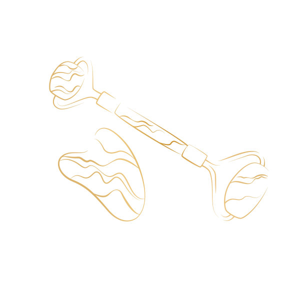 刮沙与面部按摩辊工具隔离在白色背景上。夸脱石自按摩刮刀。日常美容回家。图片下载