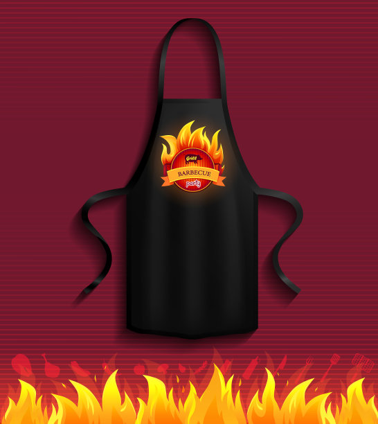 黑色围裙与烧烤餐厅的标志保护图片下载