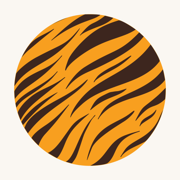 老虎抽象圆润的色彩背景。手绘风格的涂鸦圈。社交媒体设计模板，海报。图片下载