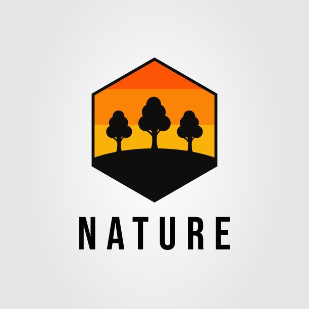 剪影树或自然日落天空标志设计图片下载