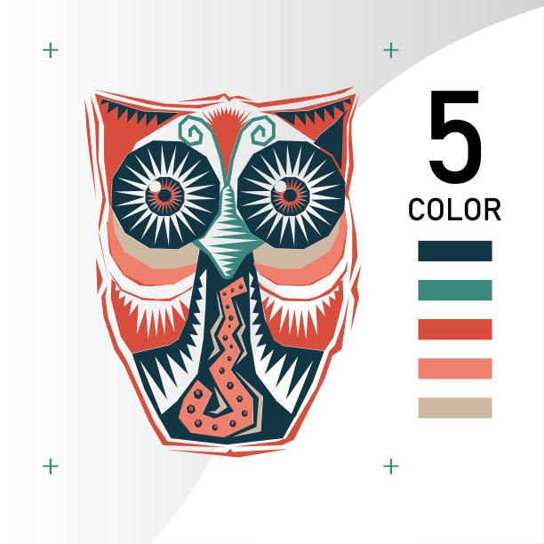猫头鹰打印5色纹理图片下载