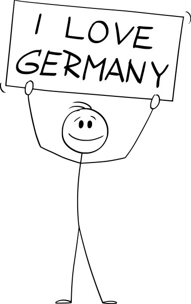 人拿着我爱德国标志的卡通棒图片下载