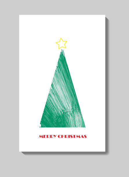 程式化的圣诞树，卡片模板。矢量插图孤立的白色背景。图片下载