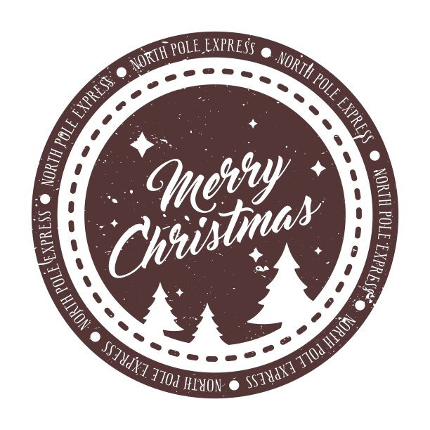 圣诞快乐-节日邮票设计，适用于书信或礼物。图片下载