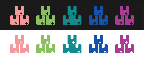 设置纸箱纸箱图标隔离在黑白背景。盒子，包裹，包裹签名。交付和包装。向量图片下载