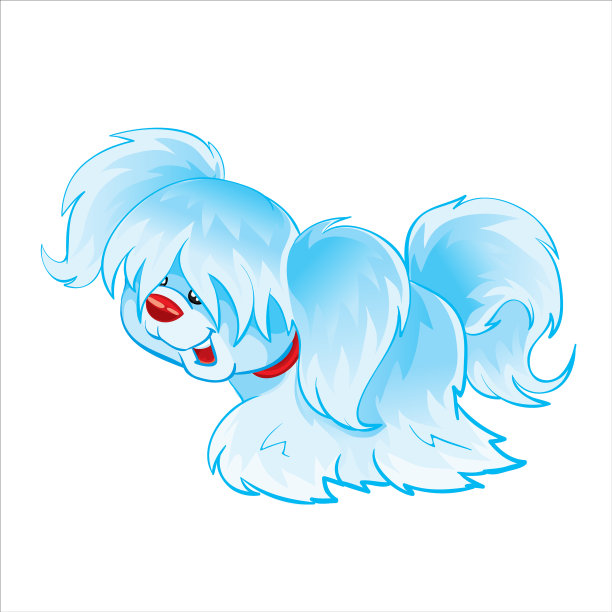 毛茸茸的有趣的蓝色狗孤立的物体上图片下载