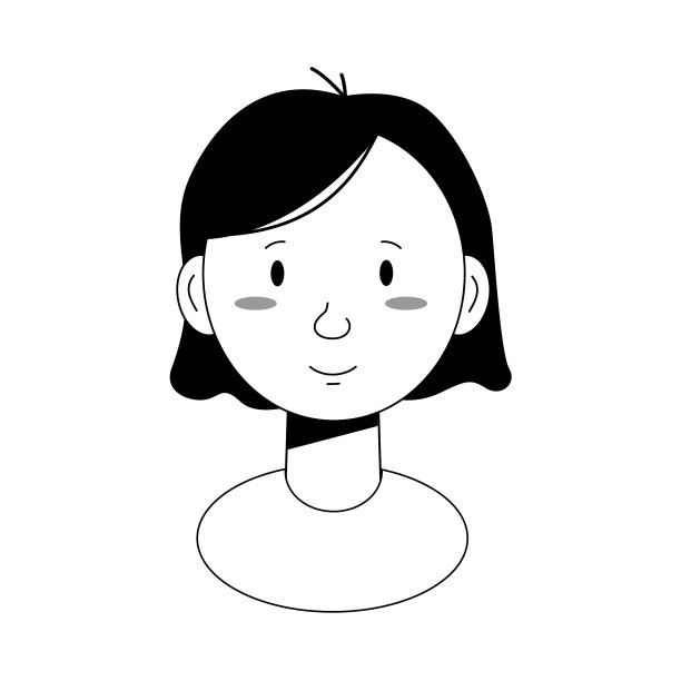 一个可爱的女孩的素描与短黑发图片下载