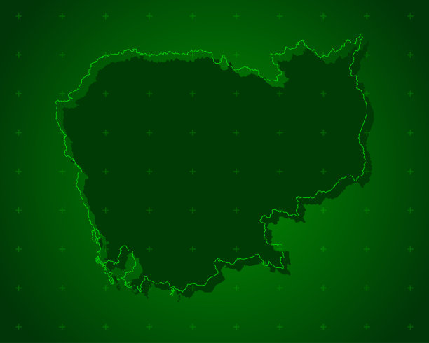 模板矢量地图在雷达上勾勒柬埔寨图片下载