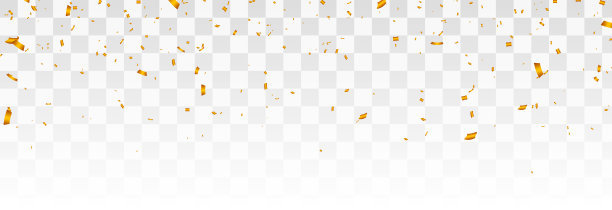 向量纸屑png。金色的纸屑从天而降。五彩纸屑，流光，金属丝在透明的背景上。节日,生日。图片下载