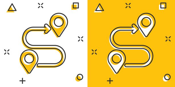 地图图钉图标漫画风格。Gps导航卡通矢量插图在白色孤立的背景。定位效应的经营理念。图片下载