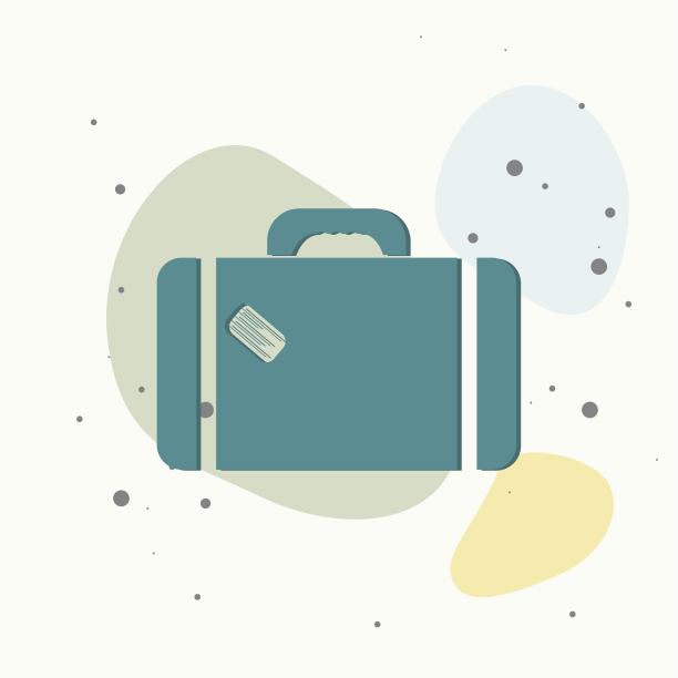 矢量手提箱图标上的五颜六色的背景。图片下载