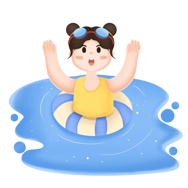 女孩游泳池元素图片下载