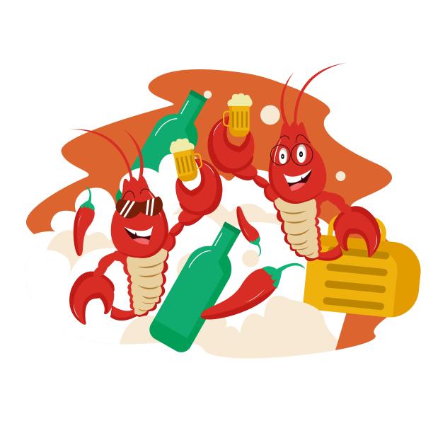 两只小龙虾在喝酒图片下载