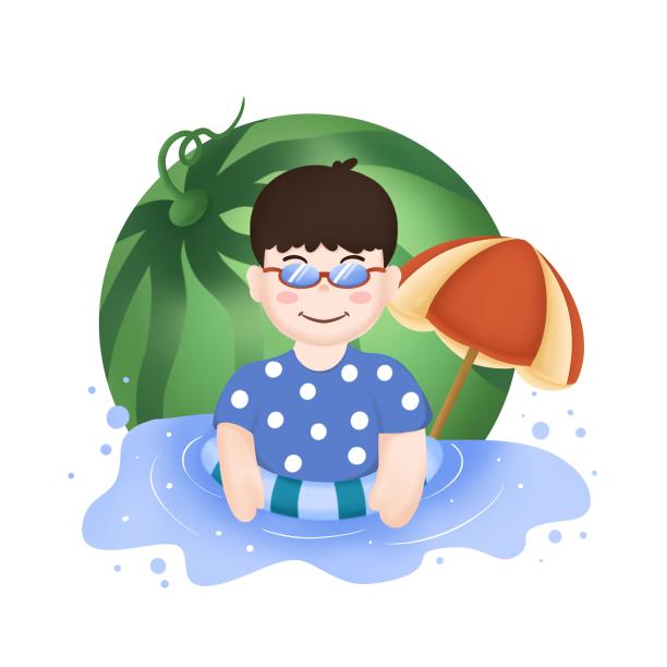 夏日海滩男孩元素图片下载