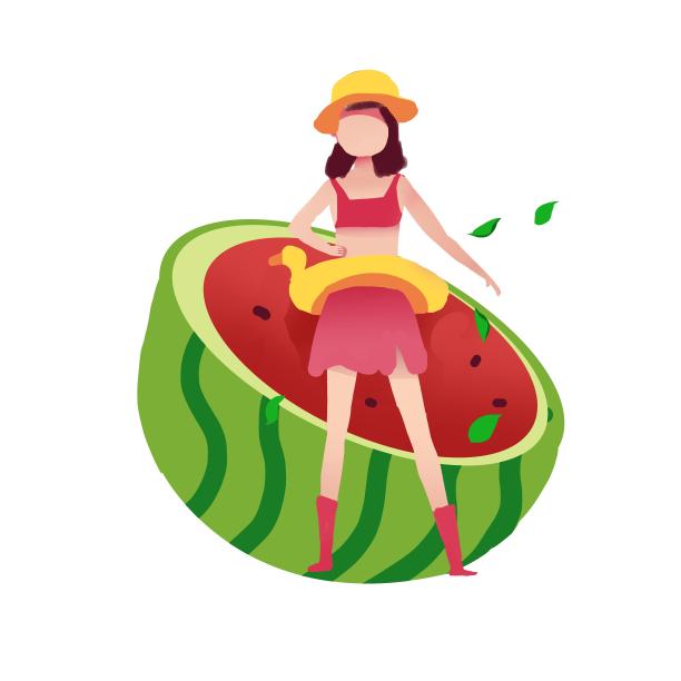 夏天清凉扁平西瓜元素图片下载