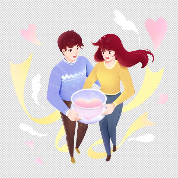 七夕情人节520创意情侣拥抱PNG素材图片下载