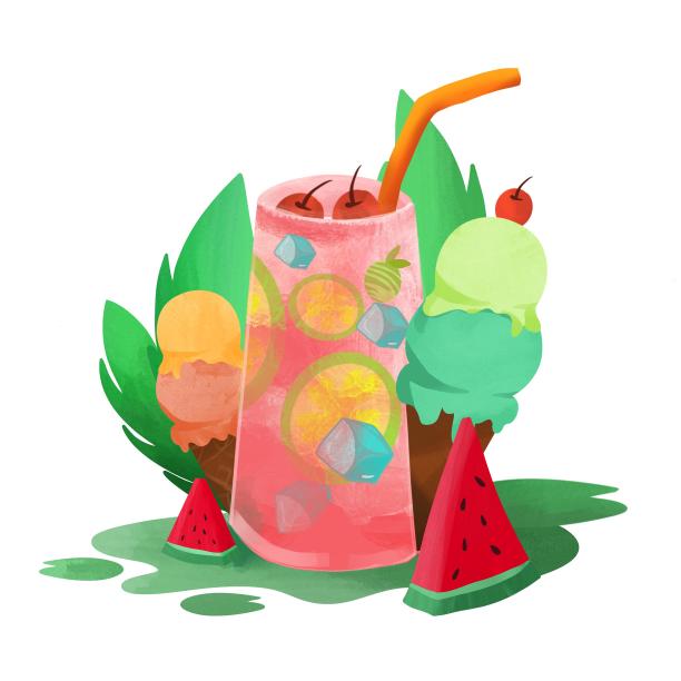 原创元素西瓜汁饮品图片下载