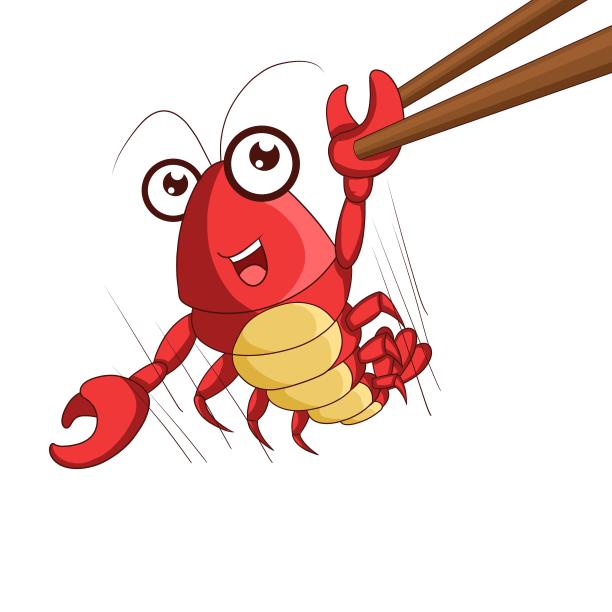 被筷子夹住的小龙虾图片下载