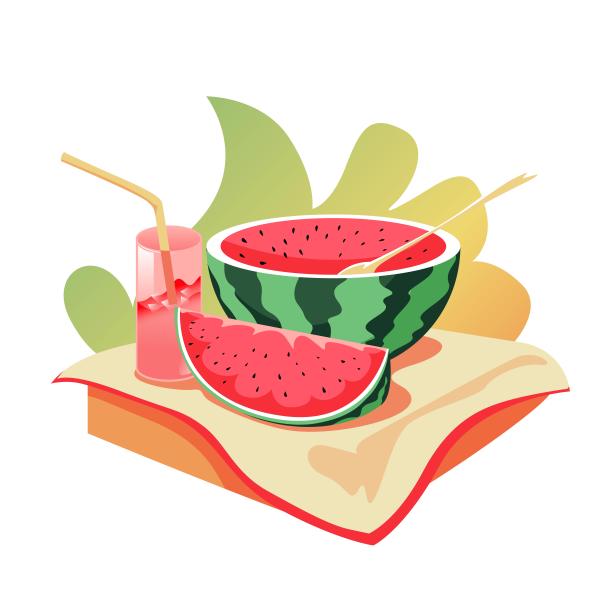 鲜榨的西瓜汁插画元素图片下载