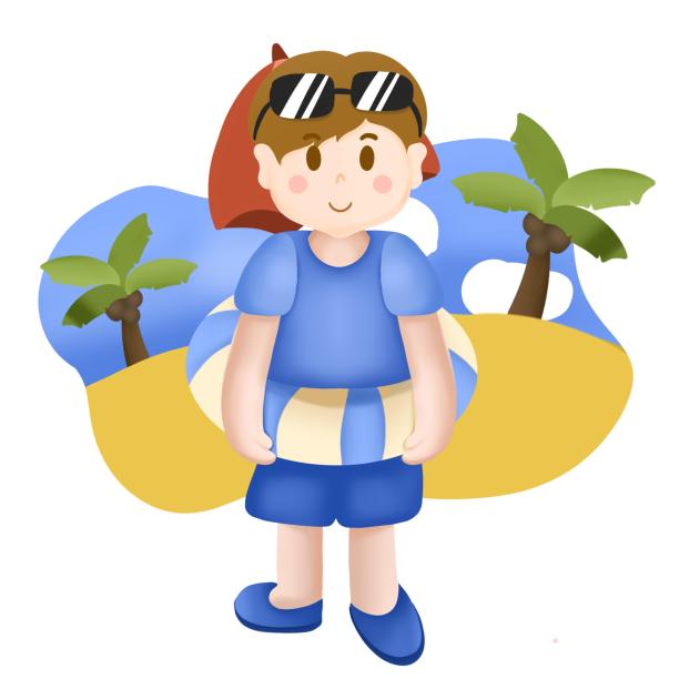 夏日游泳情侣元素图片下载