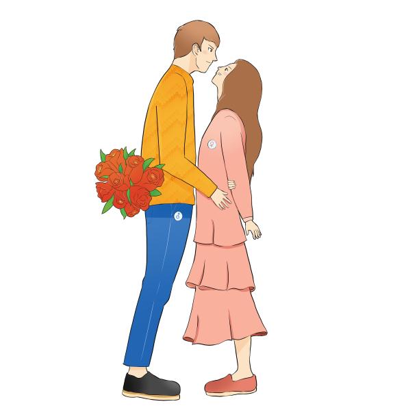 七夕节情侣插画元素图片下载