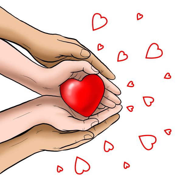 手绘风手捧爱心图片下载