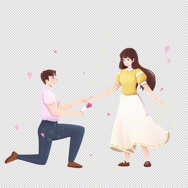 七夕情人节520情侣人物求婚PNG素材图片下载