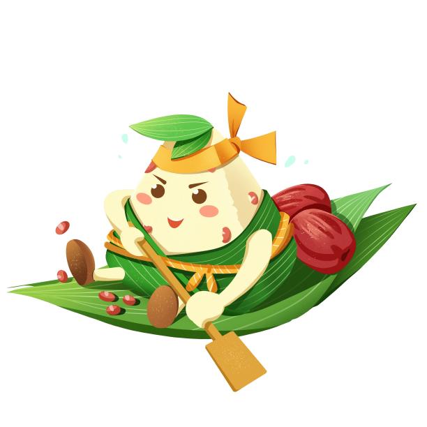 端午节卡通粽子拟人形象粽子划船PNG素材图片下载