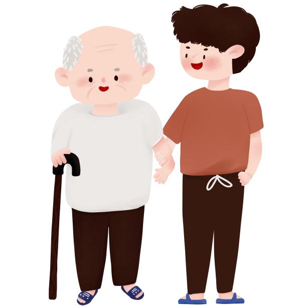 原创扶老人父亲节元素图片下载