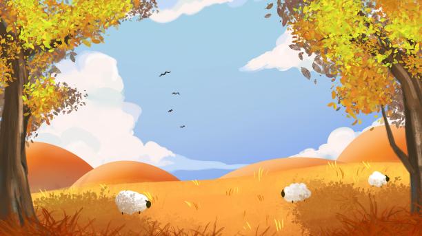 秋季秋收文艺插画素材图片