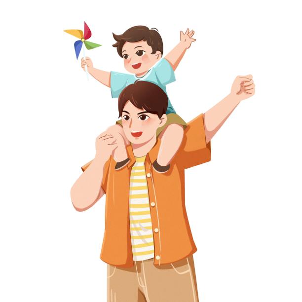 父亲节父子人物儿童节小男孩PNG素材图片下载