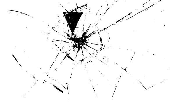 破碎的玻璃裂纹，玻璃上的弹痕抽象图片下载