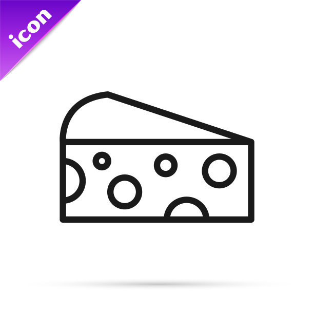 黑线奶酪图标孤立在白色背景。向量图片下载